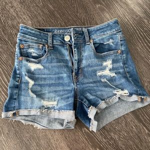 American Eagle High Rise Shortie Jean Shorts